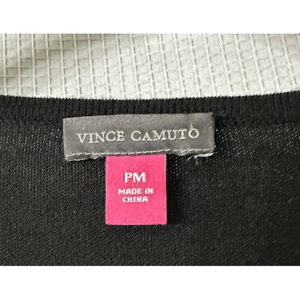 NWT Vince Camuto Womens Long Lace Sleeve Pullover V Neck Black Sweater Size PM - Picture 7 of 12
